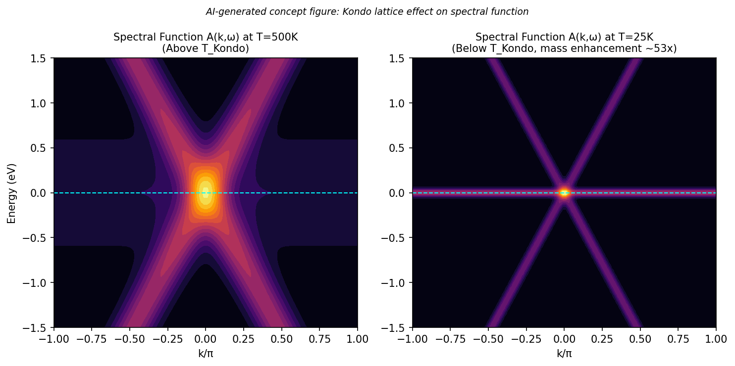 Fig. 2: コンドウ格子の温度依存スペクトル関数