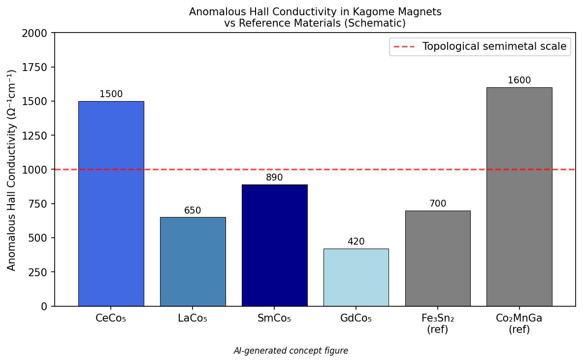 Fig. 2: 異常ホール伝導率の材料間比較（概念）