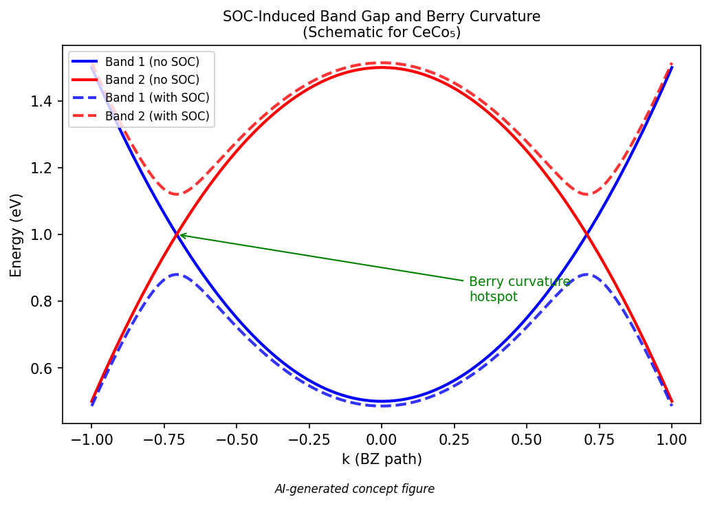 Fig. 3: SOC誘起バンドギャップとベリー曲率発生機構