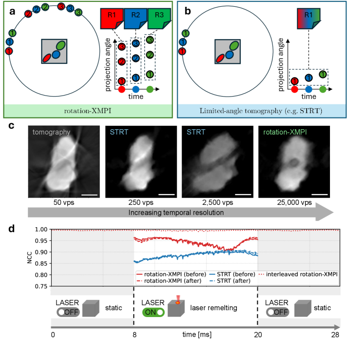 図2：アルミナ溶融池の4D再構成結果（従来法との比較）