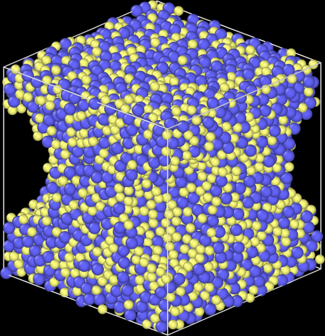 Cu₅₀Zr₅₀シミュレーションセルのスナップショット
